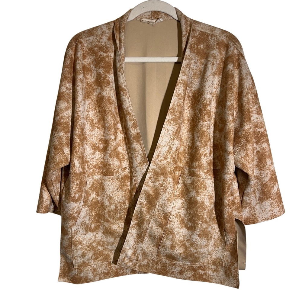 SOLITAIRE Kimono Jacket Cardigan in Speckled Tan, Women's Size Smal
